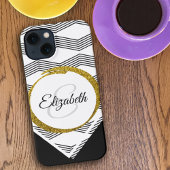 Individuelle Name Gold Glitzer Initialbrief Monogr iPhone 16 Hülle