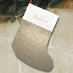 Individuelle Name Gold Glitzer Kleiner Strumpf Kleiner Weihnachtsstrumpf