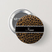 Individuelle Name Gold Glitzer Leopard Button (Vorne & Hinten)
