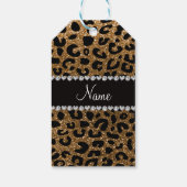 Individuelle Name Gold Glitzer Leopard Geschenkanhänger (Rückseite)