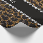Individuelle Name Gold Glitzer Leopard Geschenkpapier (Ecke)