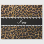 Individuelle Name Gold Glitzer Leopard Geschenkpapier (Flach)