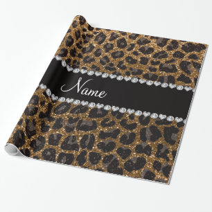 Individuelle Name Gold Glitzer Leopard Geschenkpapier