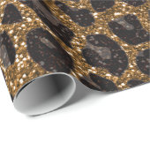 Individuelle Name Gold Glitzer Leopard Geschenkpapier (Rolleneckpunkt)