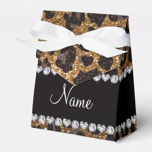 Individuelle Name Gold Glitzer Leopard Geschenkschachtel (Vorderseite)