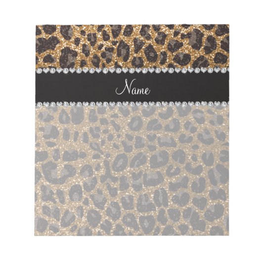 Individuelle Name Gold Glitzer Leopard Notizblock (Vorderseite)
