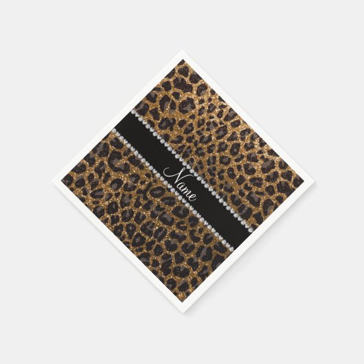 Individuelle Name Gold Glitzer Leopard Serviette (Ecke)