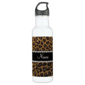 Individuelle Name Gold Glitzer Leopard Trinkflasche (Vorderseite)
