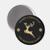 Individuelle Name Gold Glitzer Reindeer Frohe Weih Magnet (Vorderseite/Rückseite)
