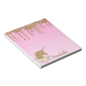 Individuelle Name Gold Glitzer Tropfen Blumenstrau Notizblock (angewinkelt)