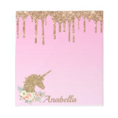 Individuelle Name Gold Glitzer Tropfen Blumenstrau Notizblock (Vorderseite)