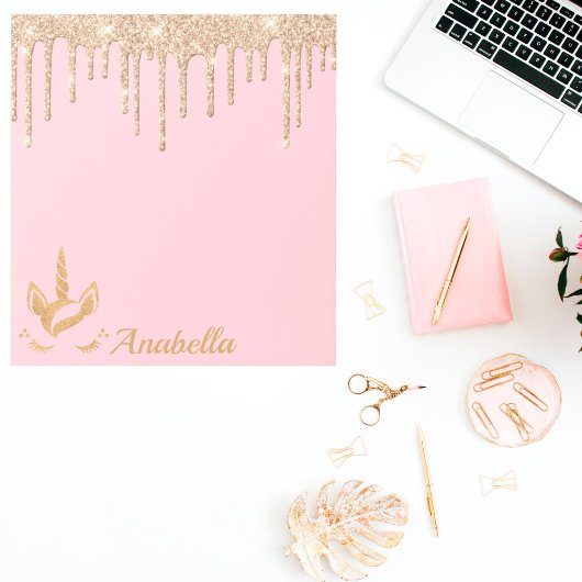 Individuelle Name Gold Glitzer Tropfens Stars Einh Notizblock