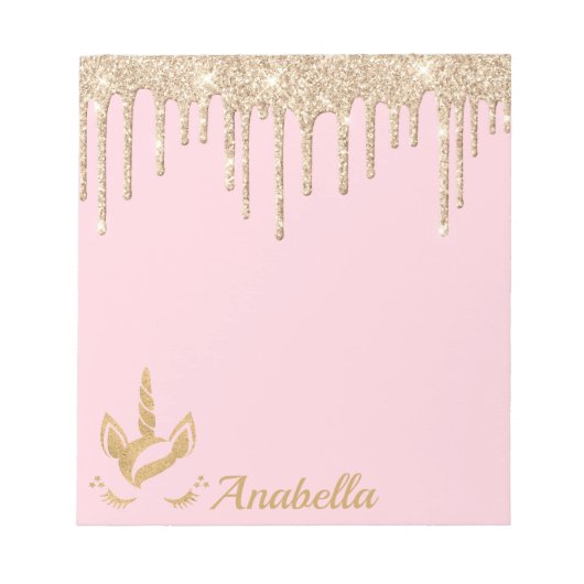 Individuelle Name Gold Glitzer Tropfens Stars Einh Notizblock (Vorderseite)