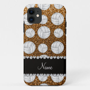 Individuelle Name Gold Glitzer Volleyballs Case-Mate iPhone Hülle