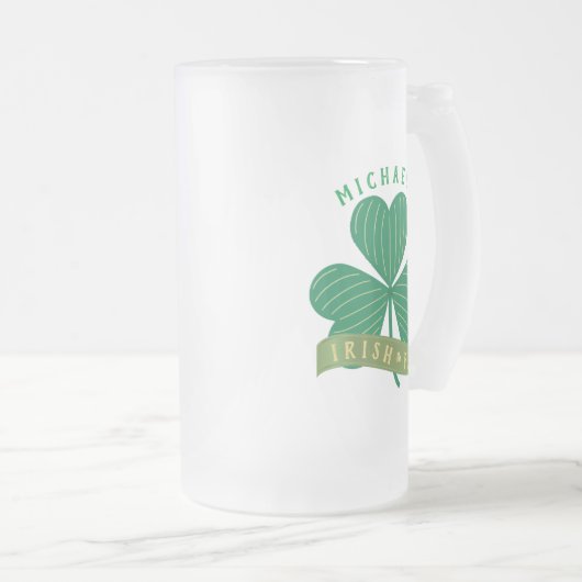 Individuelle Name Gold Kleeblatt St Patrick's Day Mattglas Bierglas (VorderseiteRechts)