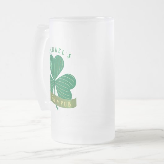 Individuelle Name Gold Kleeblatt St Patrick's Day Mattglas Bierglas (Vorderseite Links)