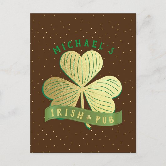 Individuelle Name Gold Kleeblatt St Patrick's Day Postkarte (Vorderseite)
