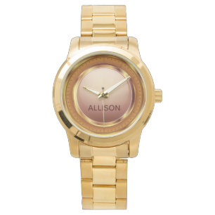 Individuelle Name Gold Lilac Shiny Metal Elegante  Armbanduhr