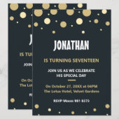 Individuelle Name Gold Moderne 50. Geburtstag Einladung (Vorne/Hinten)