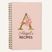 Individuelle Name Gold Rosa Rosen Rose Letter A Re Notizblock (Vorderseite)