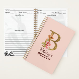 Individuelle Name Gold Rosa Rosen Rose Letter B Re Notizblock