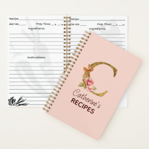 Individuelle Name Gold Rosa Rosen Rose Letter C Re Notizblock