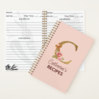 Individuelle Name Gold Rosa Rosen Rose Letter C Re Notizblock