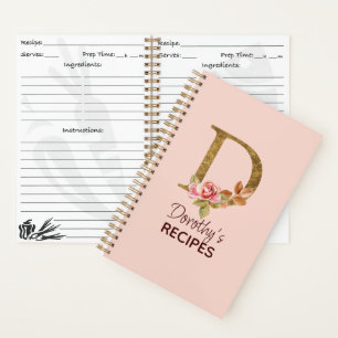 Individuelle Name Gold Rosa Rosen Rose Letter D Re Notizblock