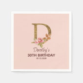 Individuelle Name Gold Rosa Roses Letter D Serviette (Vorderseite)