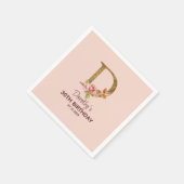 Individuelle Name Gold Rosa Roses Letter D Serviette (Ecke)