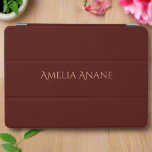 Individuelle Name Gold Rose Script & Red Feminine iPad Air Hülle<br><div class="desc">Diese iPad Luftabdeckung ist die perfekte Art, Ihr Gerät stilvoll zu schützen. Das elegante Design wird sicher den Kopf drehen, während die dunkelbraunen und hellrosa Farben eine Touch von Eleganz und Klasse verleihen. Mit der personalisierten Option können Sie es mit Ihren Initialen oder einer speziellen Phrase anpassen, um es noch...</div>