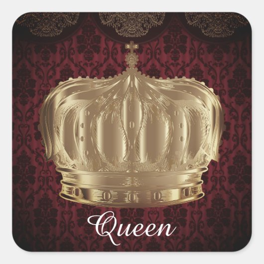 Individuelle Name Gold Royal Crown King & Queen Br Quadratischer Aufkleber (Vorderseite)