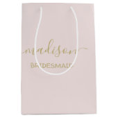 Individuelle Name Gold Script Calligraphy Blush Pi Mittlere Geschenktüte (Vorderseite)