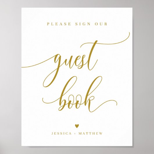 Individuelle Name Gold Script Gast Book Sign 8x10" Poster (Vorne)