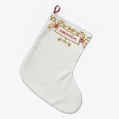 Individuelle Name Gold Wirbel Red Berries Weihnach Großer Weihnachtsstrumpf (Vorderansicht (hängend))