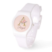 Individuelle Name Goldfolie Rosa Rose Buchstabe A Armbanduhr (Winkel)