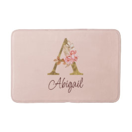 Individuelle Name Goldfolie Rosa Rose Buchstabe A Badematte