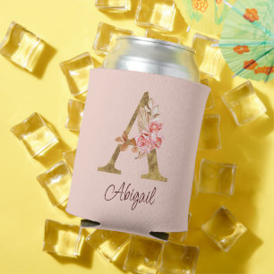 Individuelle Name Goldfolie Rosa Rose Buchstabe A Dosenkühler