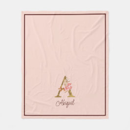 Individuelle Name Goldfolie Rosa Rose Buchstabe A Fleecedecke
