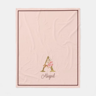 Individuelle Name Goldfolie Rosa Rose Buchstabe A Fleecedecke