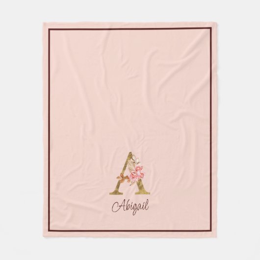 Individuelle Name Goldfolie Rosa Rose Buchstabe A Fleecedecke (Vorderseite)
