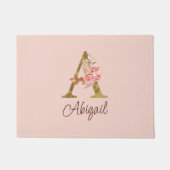 Individuelle Name Goldfolie Rosa Rose Buchstabe A Fußmatte (Vorderseite)