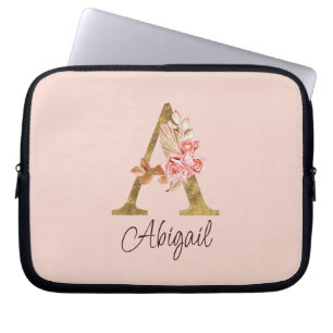 Individuelle Name Goldfolie Rosa Rose Buchstabe A Laptopschutzhülle