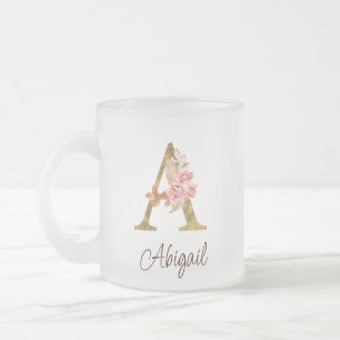 Individuelle Name Goldfolie Rosa Rose Buchstabe A Mattglastasse