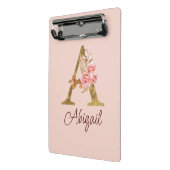 Individuelle Name Goldfolie Rosa Rose Buchstabe A Mini Klemmbrett (Gewinkelt2)