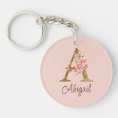 Individuelle Name Goldfolie Rosa Rose Buchstabe A Schlüsselanhänger (Vorderseite)