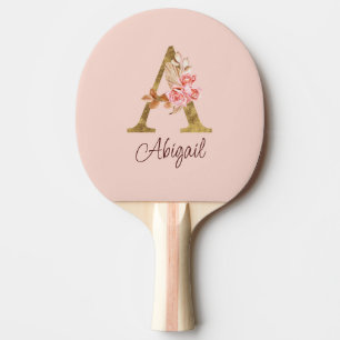 Individuelle Name Goldfolie Rosa Rose Buchstabe A Tischtennis Schläger