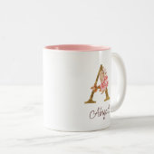 Individuelle Name Goldfolie Rosa Rose Buchstabe A Zweifarbige Tasse (VorderseiteRechts)