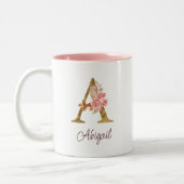 Individuelle Name Goldfolie Rosa Rose Buchstabe A Zweifarbige Tasse (Links)