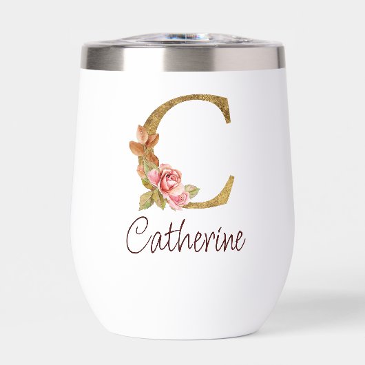 Individuelle Name Goldfolie Rosa Rose Letter C (Vorderseite)